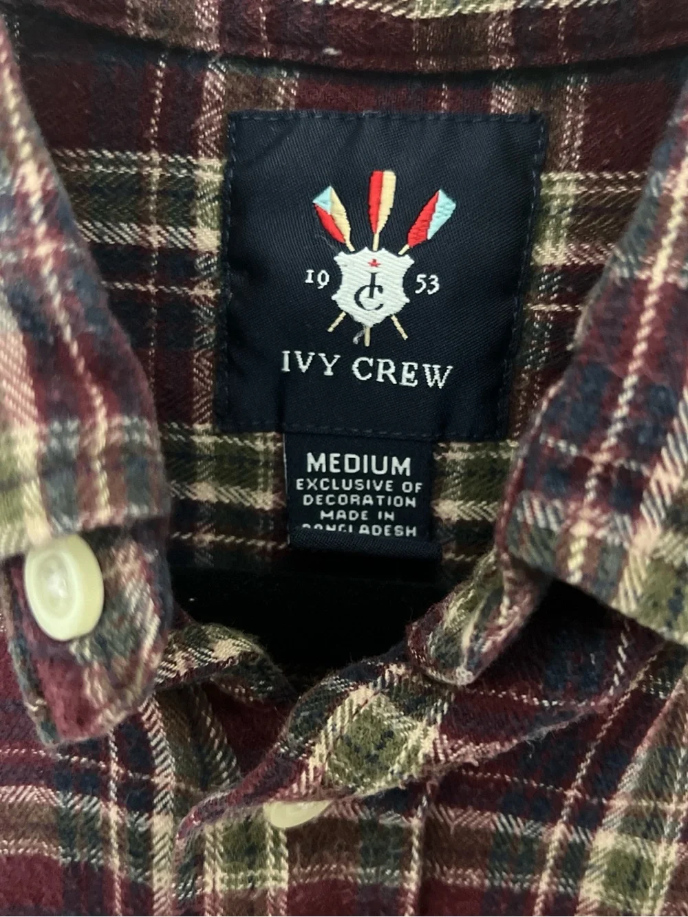 JCrew Button-Down Men's Plaid Shirt - Burgundy